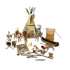 Playmobil 3733 Ancient Village Indian Camp Teepee Tent Loom Canoe Warrior Used. Price: $37.99.