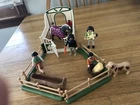 Playmobil Small Horse Ranch Dark Haired Family Of 5 Pony Dog And Trough Used. Price: $30.00.