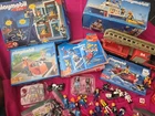 Vtg 1981 Playmobil 3781 Fire Engine, Coast Guard, Construction, Police Lot Used. Price: $89.00.