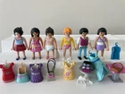 Playmobil Fashion Figures W/snap Clothes, Purses, 6 Shopping Clerk Used. Price: $28.00.