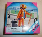 Playmobil Set 4682 - Janitor Worker With Broom Sweeper Bucket Cones Special Used. Price: $9.95.