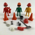 Playmobil Road Worker Crew Figures Hard Hat Safety Cones Accessories Lot Vintage Used. Price: $19.51.