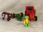 Vintage 1990 Playmobil 6801 Tractor 1-2-3 Farmer With Trailer & Figure / Cow Used. Price: $17.95.