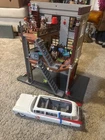 Playmobil Ghostbusters Firehouse 9219 Stay Puft Slimer Hotdog Cart & Figures Used. Price: $127.00.