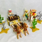 Vintage Playmobil Western Native American Indians, Wagon, Horses 1974 Geobra Set Used. Price: $45.90.