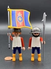 Playmobil Knight - Medieval Figure Lot 2 Royal 3659 Red Yellow Blue Fleur De Lis Used. Price: $12.50.