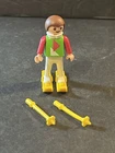 Playmobil Skier Boy With Equipment Yellow Skis And Poles Figure Green Shirt Used. Price: $11.93.