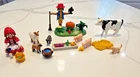 Playmobil Lot Pigs, Cow, Sheep, Dog, Basketball, Girl, Backpacks, Hats, School New. Price: $60.00.