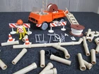 Vintage 1976 Playmobil System Construction Worker Sets: Dump Truck, Pipes & More Used. Price: $84.95.