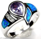 Amethyst, Blue Fire Opal Inlay, & White Topaz 925 Sterling Silver Ring Size 6789 New. Price: $35.00.