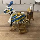Playmobil Golden Knight Joust Horse Set-complete 3372 W/swan Used. Price: $18.65.