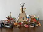 Playmobil Native American Indian Camp W/teepee, Painted Horses, Canoe, Chief Used. Price: $65.00.