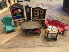 Playmobil Victorian 1:12 Dollhouse Dining Room Set, Table Sofa Clock, Vintage. Price: $32.00.