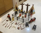 Vintage Playmobil 3483 Native Indian Camp Teepee Totem Pole Canoe Indigenous Used. Price: $34.99.