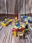 Playmobil Family Chairs Table Fireplace Couch People Silverware Plates Cups Z5 Used. Price: $19.00.