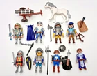 Playmobil Geobra Knights & Medieval Figures Lot - Armored Horse Cannon Weapons Used. Price: $24.99.