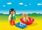 New Playmobil 1.2.3. Girl With Dog & Bed Dish Bones Toddler Set #6796. Price: $14.99.