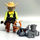 Playmobil Cowboy Western Old Male Adult Figure Chaps Hat Gun Rifle 4665 Vintage Used. Price: $18.80.