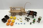 Vintage Playmobil 3735 Pumpkin Harvest Wagon Set W/ Horses, Chickens & Rabbits Used. Price: $49.99.