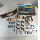Vintage Playmobil Super Deluxe Cavalry Set Figures Accessories W/box Western Used. Price: $50.00.
