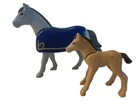 Playmobil Lot Of 2 Horses Gray Blue Blanket And Foal Baby Figures Toys Used. Price: $7.99.