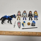 Playmobil Knights Lot - 4 Medieval Crusader Figures Horse Weapons Shield Used. Price: $14.99.