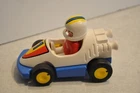 1993 Playmobil Geobra Race Car & Driver With Helmet Toy White Blue #1 Used. Price: $12.00.